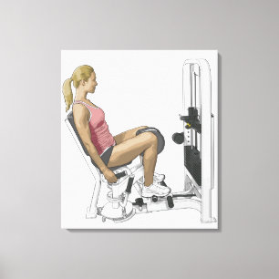 Illustration of woman using hip abductor canvas print