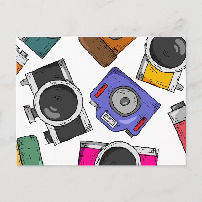 Illustration pattern photography camera postcard (Front)