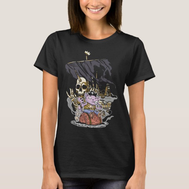 Illustration Pirate Cat Owner T-Shirt (Front)