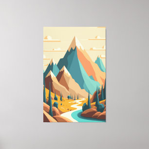 Illustration rocky mountains canvas print
