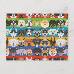 Illustration seamless pattern colourful dogs postcard