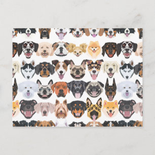 Illustration seamless pattern happy dogs postcard