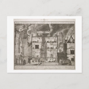 Illustration showing how new long fire hoses could postcard