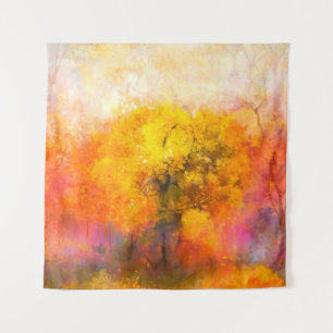 Illustration soft colourful autumn forest. Abstrac Tapestry