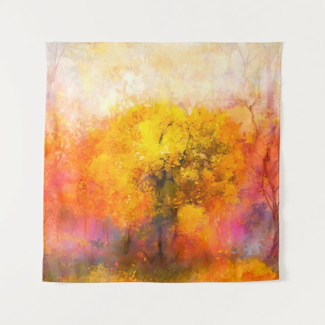Illustration soft colourful autumn forest. Abstrac Tapestry (Front)