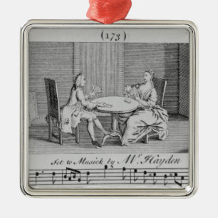 Illustration to Sheet Music by Joseph Haydn Metal Ornament