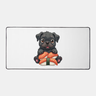 Illustration vectorielle de sushi de pug noir mign