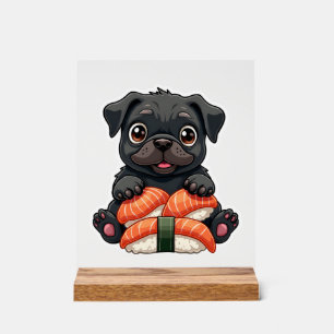 Illustration vectorielle de sushi de pug noir mign
