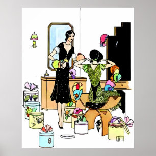 Illustration vintage Art Déco d'une boutique de ch