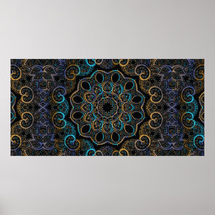 illustration vintage background. Mandala. Indian d Poster