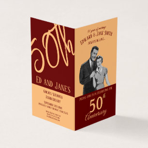 Illustration Vintage du 50e anniversaire Carte pli