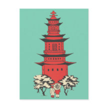 Illustration vintage d'une carte postale chinoise