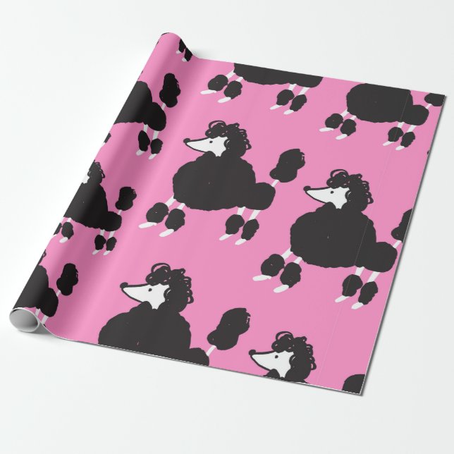 Illustration vintage french poodle seamless patter wrapping paper (Unrolled)