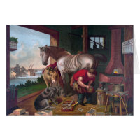 Illustration vintage - maréchal-ferrant chaussant