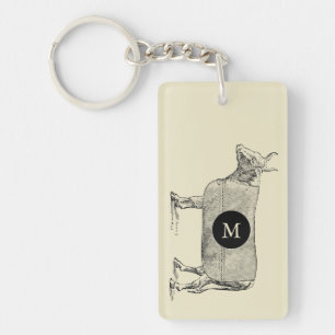 Illustration vintage Vache B Monogramme 2côté K