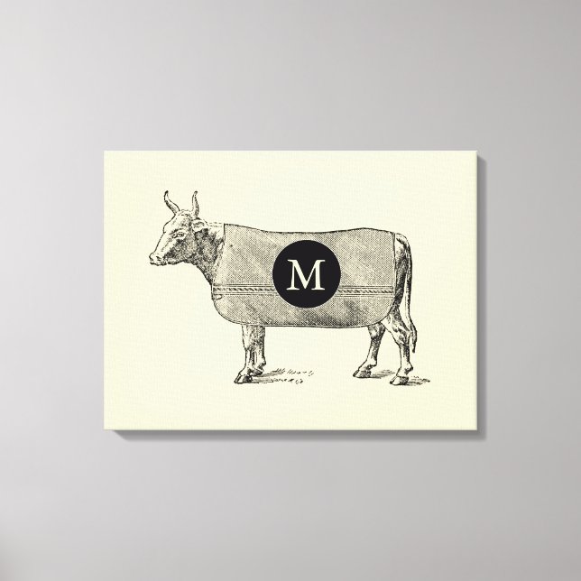 ILLUSTRATION vintage Vache Monogramme toile (Recto)