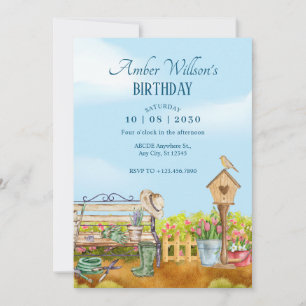 Illustration Watercolor Gardener Invitation