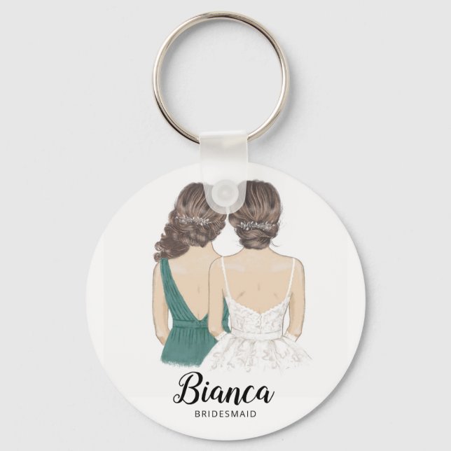 Illustration will you be my bridesmaid keyring (Front)