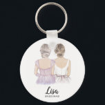 Illustration will you be my bridesmaid keyring<br><div class="desc">Will You Be My Bridesmaid Proposal Keyring Simple and classic keyring featuring a bride & bridesmaid. Customize the name and role to your preference.</div>