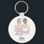 Illustration will you be my bridesmaid keyring<br><div class="desc">Will You Be My Bridesmaid Proposal Keyring Simple and classic keyring featuring a bride & bridesmaid. Customize the name and role to your preference.</div>