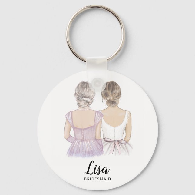 Illustration will you be my bridesmaid keyring (Front)