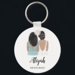 Illustration will you be my bridesmaid keyring<br><div class="desc">Will You Be My Bridesmaid Proposal Keyring Simple and classic keyring featuring a bride & bridesmaid. Customize the name and role to your preference. Check out our collection for other hairstyles and dresses.</div>