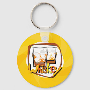 Illustration Wiskey on Ice Keychain