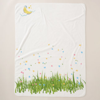 Illustration with Cute Sleeping Moon Sherpa Blanket