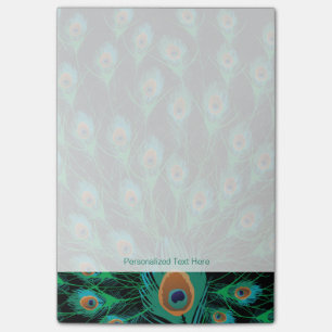 Illustration With Peacock Feathers on Black Post-it Notes