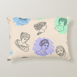 Illustration with the contours of Greek statues. B Accent Pillow