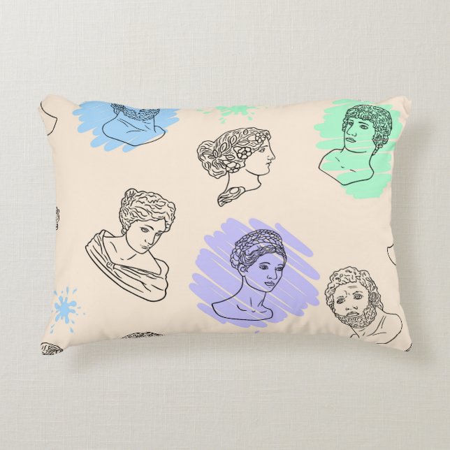 Illustration with the contours of Greek statues. B Accent Pillow (Front)