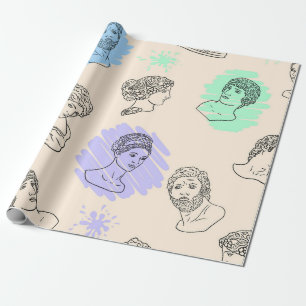 Illustration with the contours of Greek statues. B Wrapping Paper
