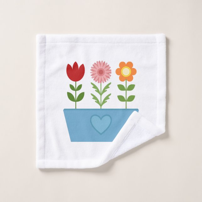 Illustrations de fleurs dans une zone de fenêtre b (Gant de toilette)