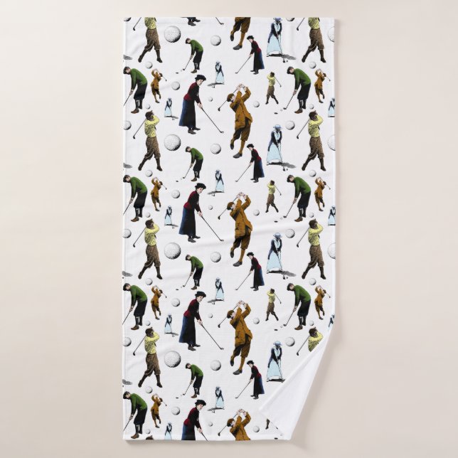 Illustrations de l'Motif des golfeurs Retro (Serviette de bain)