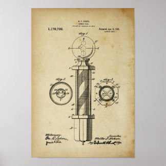 Illustrations en poteau de coiffure Poster imprimé