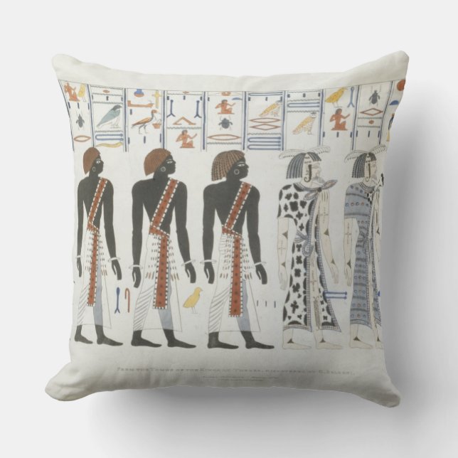 Illustrations of hieroglyphics from the Tombs of t Throw Pillow (Front)