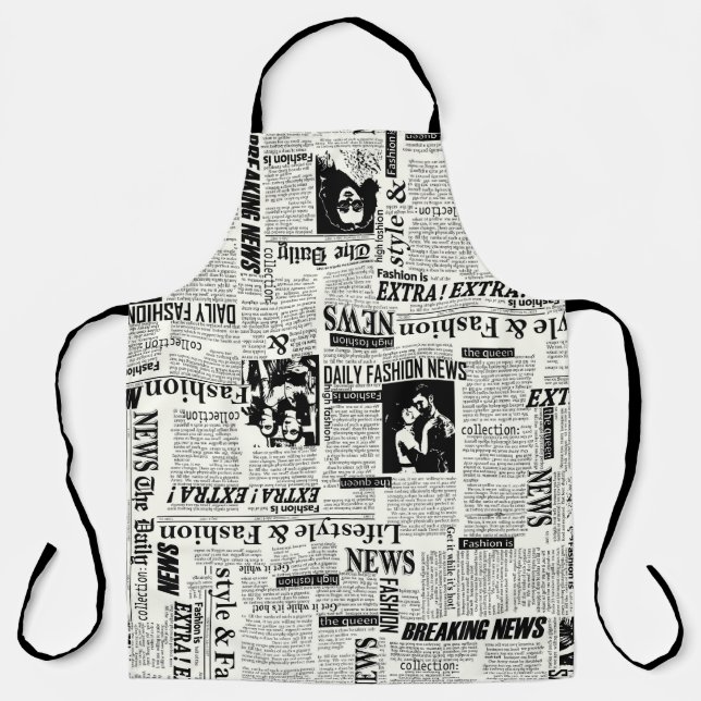 Illustrations of newspapers front page art work wa apron (Front)