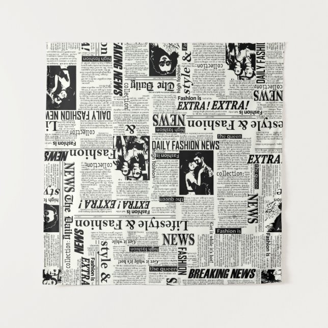 Illustrations of newspapers front page art work wa tapestry (Front)