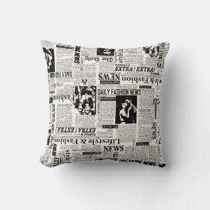 Illustrations of newspapers front page art work wa throw pillow