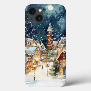 Illustrative Christmas  city in the snow iPhone 13 Case