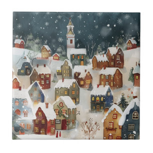 Illustrative Christmas city Tile