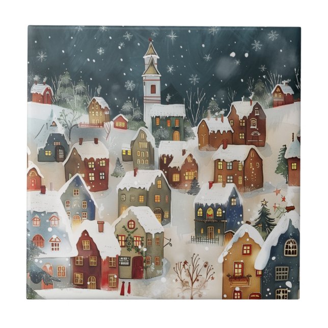 Illustrative Christmas city  Tile (Front)