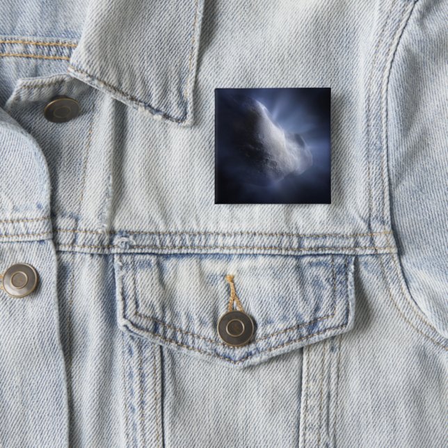 Illustrative Close-Up The Comet Tempel. 2 Inch Square Button (In Situ)