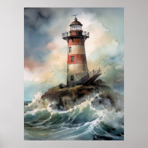 Illustrative Lighthouse Print or Poster