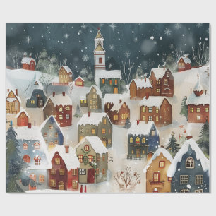 Illustrative of Xmas city  in cute Wrapping Paper