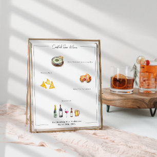 Illustré sur mesure   Affiche de menu de mariage