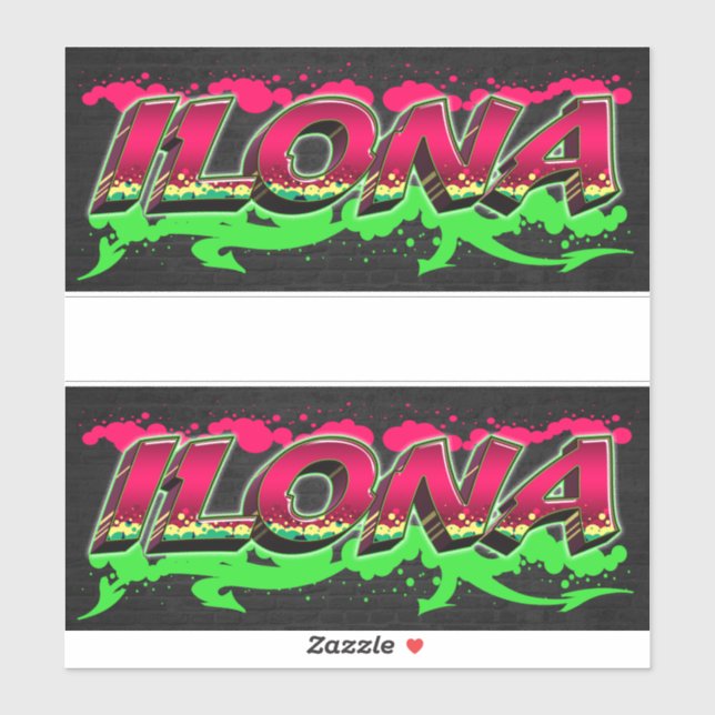 Ilona First Name Graffiti Sticker (Sheet)