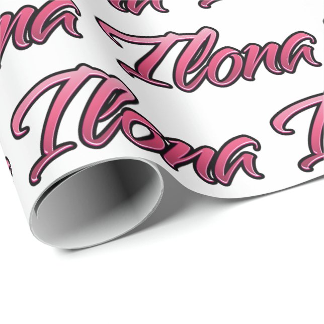 Ilona rose pâle papier cadeau personnalisé (Coin rond)