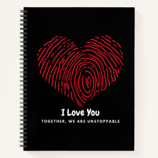 Ilove  red fingerprint heart red Spiral Notebook