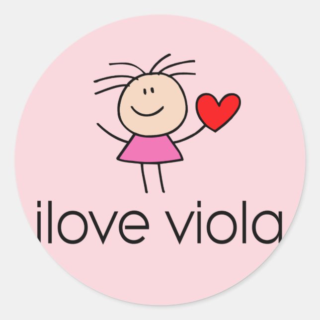 iLove Viola Lover Gift Classic Round Sticker (Front)